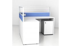 China Blue Glass Partition Single Office Workstation Desk With Cabinet supplier