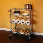 Restaurant Food Storage Shelves Utility Transport Steel Cart Zinc Surface Finish for sale
