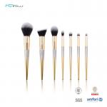 Gold Handle 7PCS Synthetic Hair Makeup Brush With Shiny Sliver Glitter for sale