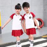 Polyester Kids School Uniforms Sets Turn - Down Collar Color Combination for sale