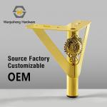 New Light Luxury Floral Carved Golden Triangular Sofa Legs Polished Metal Furniture Support Feet for sale