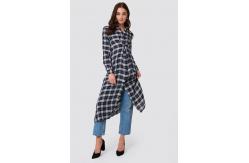 China 2019 New Arrivals Buttoned Asymmetric Shirt Dress Blue Dress Autumn Women supplier