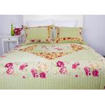 Embroidered Velvet Quilted Bedspread , Straight Lines 3pcs Cotton Quilts And Coverlets