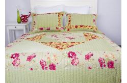 China Embroidered Velvet Quilted Bedspread , Straight Lines 3pcs Cotton Quilts And Coverlets supplier