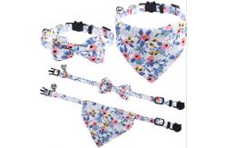 China Custom Adjustable Floral Pet Kitten Collar With Bowtie And Bandanas Metal Buckle supplier