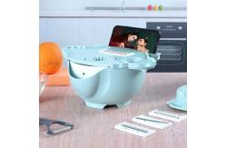 China Portable Blue 4 Dicing Blades Vegetable Cutter With Drain Basket supplier
