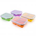 3 Compartment Lunch Containers 350mL 650mL Silicone Foldable Lunch Box