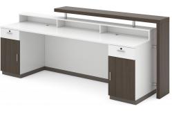 China Modern 2.55M Custom Reception Desk Standing Coffee Oak Ivory White supplier