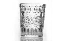 China Frosted Crystal Drinking Glasses Embossed Sunflower For Coffee Water supplier