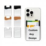 Custom Design Adhesive Phone Wallet PU Leather Sublimation Blank ID Card Holder for sale