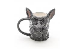 China 3d Animal Mug Cute Earthenware 3d Black Dog Shaped  Design With 3D Handpaint supplier