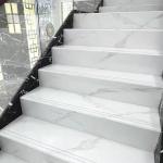 Carrara White Ceramic Stairs Floor Step Tiles Acid Resistant for sale