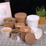 Factory Custom Logo PE PLA Coated Brown Hot Soup Containers And Grease Resistant Disposable Kraft Paper Soup Bowl for sale