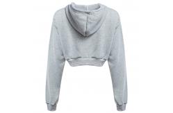 China Long Sleeve  Cropped Cotton Drawstring Crop Top Hoodie Pullover supplier