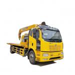 FAW 4x2 Wrecker Truck One Tow Two Vehicle 12 Tons Flatbed Wrecker Road-block Removal Truck With Crane for sale
