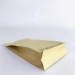 Custom Accepted Quad Sealed Brown Kraft Paper Biodegradable Bags with Zipper