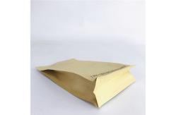 China Custom Accepted Quad Sealed Brown Kraft Paper Biodegradable Bags with Zipper supplier