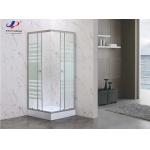 Durable Square Shower Enclosure With White Block Striped Glass And Aluminium Frame