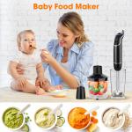 Adjustable speed 800 watts powerful 4-in-1 easy to clean immersion kitchen set hand blender stick for sale