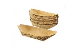 China Biodegradable Disposable Serving Cone Bamboo Leaf Plate Boat For Sushi Food supplier