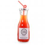 500ml Thick Glass Beverage Bottle With Straw / Lid Environmentally Friendly for sale
