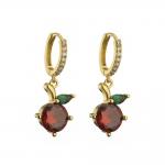 Rhinestone Crystal Fruit Earrings Contemporary 925 Silver Hoop Earrings OEM for sale