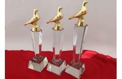 China Custom Logo Crystal Trophy Cup Three Sizes Optional With Resin Pigeon supplier