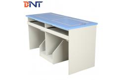 China Anti Rust Double Student Computer Desk With Flip Up Hidden LCD Screen Case supplier