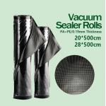 Commercial Grade Heavy Duty Black And Clear Embossed Vacuum Seal Roll Bags For Food Storage For Sushi And Noodles for sale