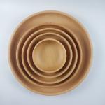 BPA Free Wooden Kitchen Utensil Set Creative Beech Wood Plate Round Salad Pickle Bowl for sale