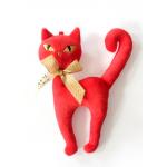 Red Color Soft Plush Toys Cat Shape 100% Polyester Filling Material for sale
