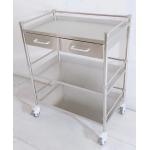 3-Tier Stainless Steel Medical Cart with 2 Drawers Clinical Storage Trolley for sale
