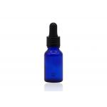 Glass Blue Essential Oil Dropper Bottles With 18mm Black Plastic Dropper Black Teat for sale