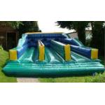 Green Three Lanes Bungee Trampoline Inflatable Amusement Park For Sport Games for sale