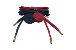 China Custom 100% Polyester 1cm Flat Hoodie String With Aglet Metal Tips supplier