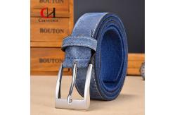 China ODM Casual Denim Street Style Stitching Canvas Belt Paired With Leather Clothing supplier