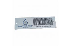 China Customizable Aluminum Labels With Blue Printed Barcode And Two Holes supplier