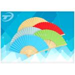 Plain Color Folding Hand Fans With Natural Bamboo Ribs / Wedding Favour Fans for sale