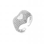Heart Shape 925 Sterling Silver Rings Micro Pave CZ Cubic Zirconia Engagement Rings for sale