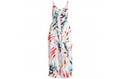 China 2018 New Style Women White-Print Button-Down Simple Cheap Linen Midi Dress supplier