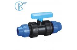 China Round Head Blue Fittings PP Compression Ball Valve For Irrigation supplier