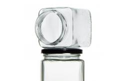 China Empty Hexagon Storage Jar Glass kitchen Container with Metal Lids supplier