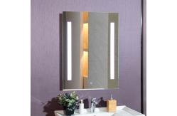 China Customized Design Style LED Lighted Bathroom Mirror with Clock and Medicine Cabinet supplier