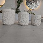 Blue and Yellow Round Fiber Clay Planter with Frost Resistance