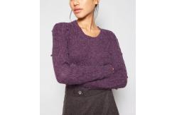 China Grey / Berry Women'S Cable Knit Pullover Sweaters With Bubble Sweater Water Soluble supplier