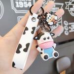 Personalized 3D Silicone Cow Animal Keyrings Pendant Keychain for Purse and Backpack