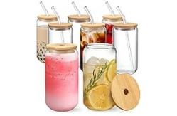 China 16 Oz Beer Can Drinking Glasses With Bamboo Lids 4pcs Set supplier