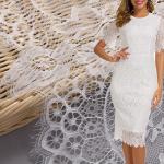 Nylon Mesh Eyelet White Chantilly Eyelash Lace Fabric For Bridal