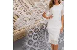 China Nylon Mesh Eyelet White Chantilly Eyelash Lace Fabric For Bridal supplier