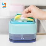 Kitchen Plastic Soap Pump Sponge Caddy With Soap Dispenser Liquid Dish Brush
